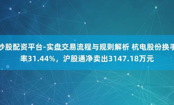 炒股配资平台-实盘交易流程与规则解析 杭电股份换手率31.44%，沪股通净卖出3147.18万元