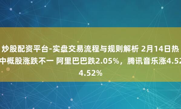 炒股配资平台-实盘交易流程与规则解析 2月14日热点中概股涨跌不一 阿里巴巴跌2.05%，腾讯音乐涨4.52%