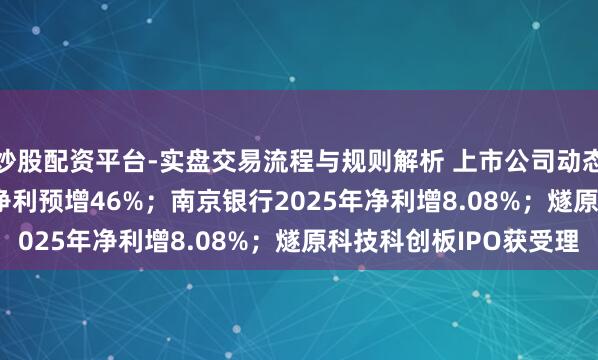 炒股配资平台-实盘交易流程与规则解析 上市公司动态 | 兆易改换2025年净利预增46%；南京银行2025年净利增8.08%；燧原科技科创板IPO获受理