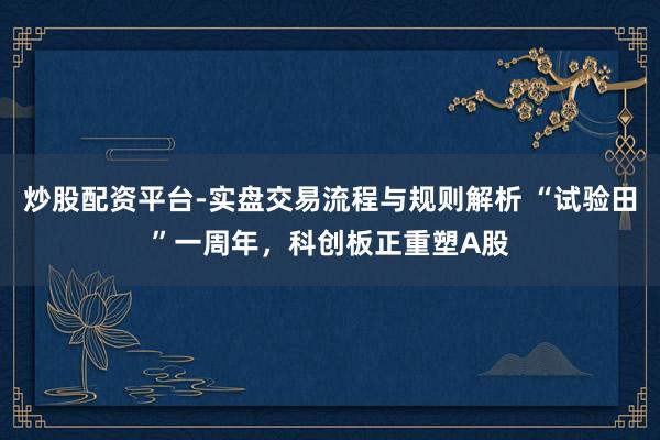 炒股配资平台-实盘交易流程与规则解析 “试验田”一周年，科创板正重塑A股