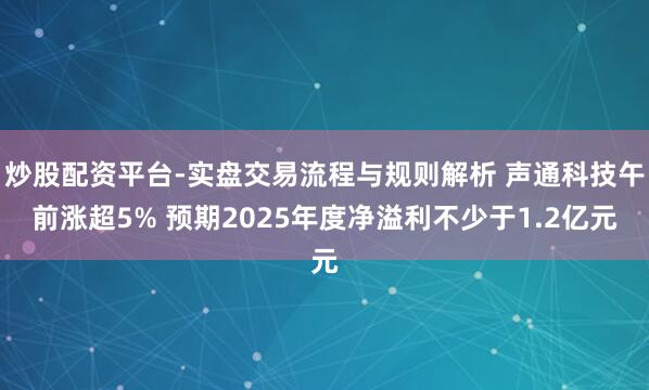 炒股配资平台-实盘交易流程与规则解析 声通科技午前涨超5% 预期2025年度净溢利不少于1.2亿元