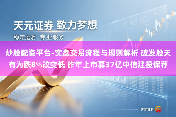 炒股配资平台-实盘交易流程与规则解析 破发股天有为跌8%改变低 昨年上市募37亿中信建投保荐